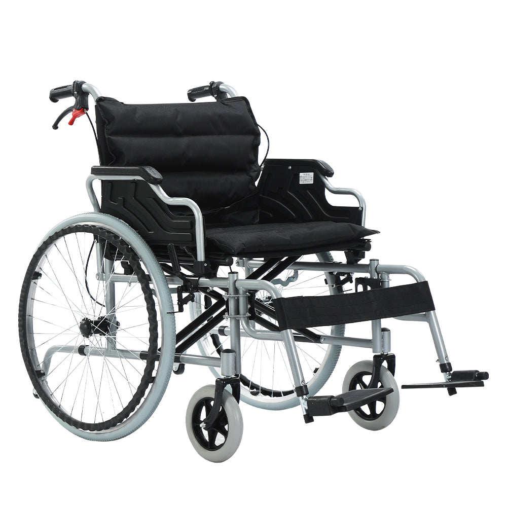 Wholesale 56CM Wide Foldable Lightweight Wheelchair for Adult 300lbs Heavy-Duty Folding Transport Self-Propelled Wheel Chair with 24-Inch Seat