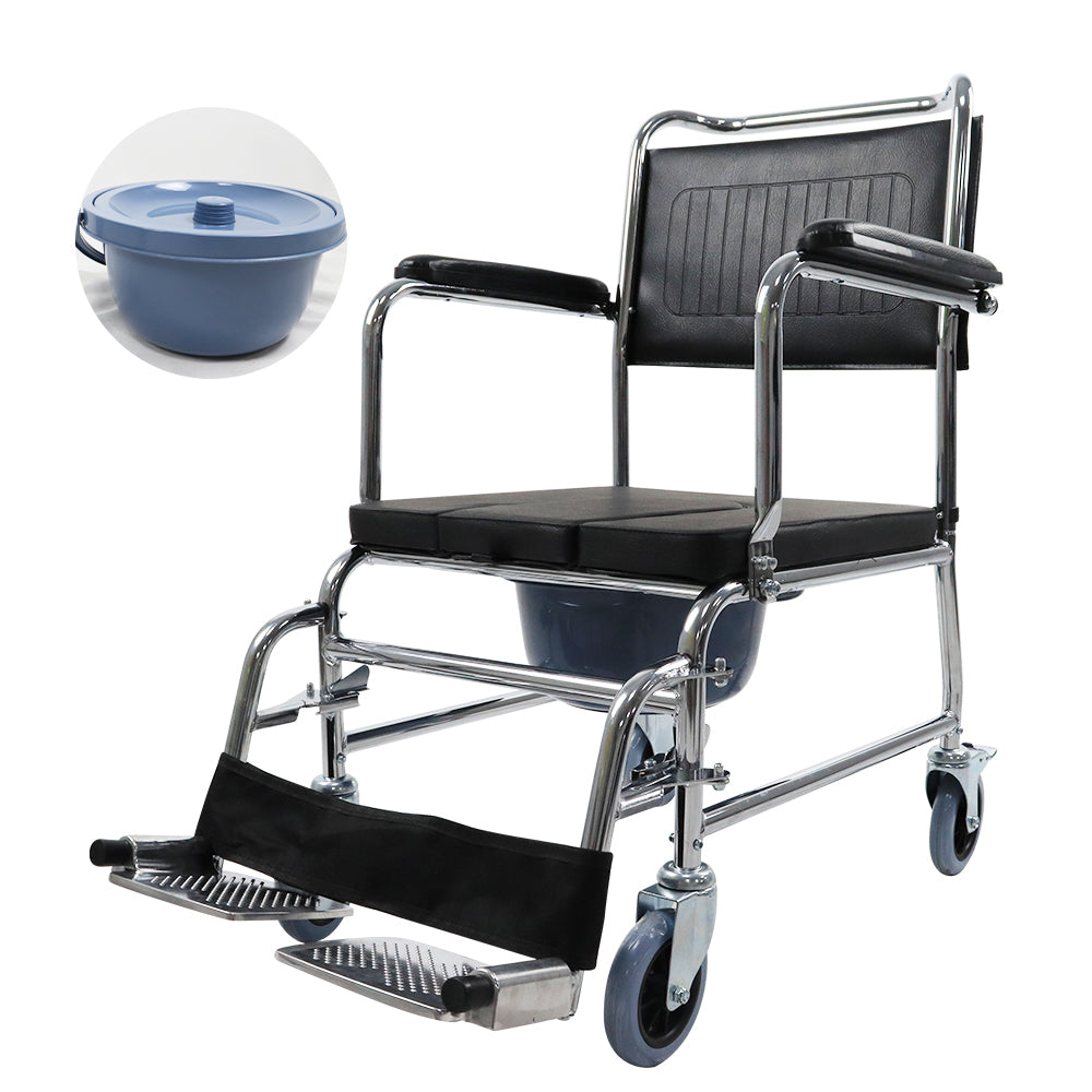 Wholesale SSZ1004 Bedside Toilet Chair 4-in-1 Shower Toilet Wheelchair Rolling Transport Chair The Armrest Can Be Lifted