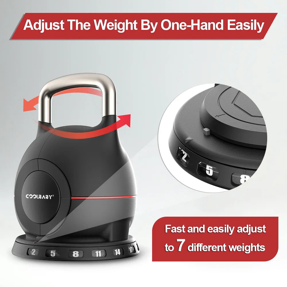 Wholesale 20KG Adjustable Kettlebell,7-in-1 Weightlifting System 2KG-20KG,Adjustable Kettlebell for Home,Office,GYM,Black