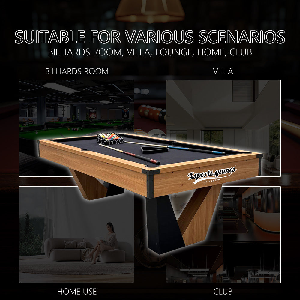 7 FT Pool Table, Billiard/Table Tennis/Dining Table with 2 Cue Sticks, Billiard Balls, Cues, Black Cloth, 84" L x 48" W x 32" H