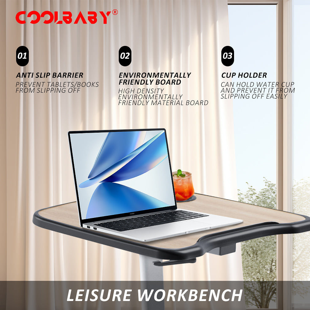 COOLBABY Exercise Bike with Desk,Home Office Fitnessbike,8-Level Magnetic Resistance,Foldable Base,LCD Monitor, Max 120 KG,LZM-JSC04 - COOLBABY