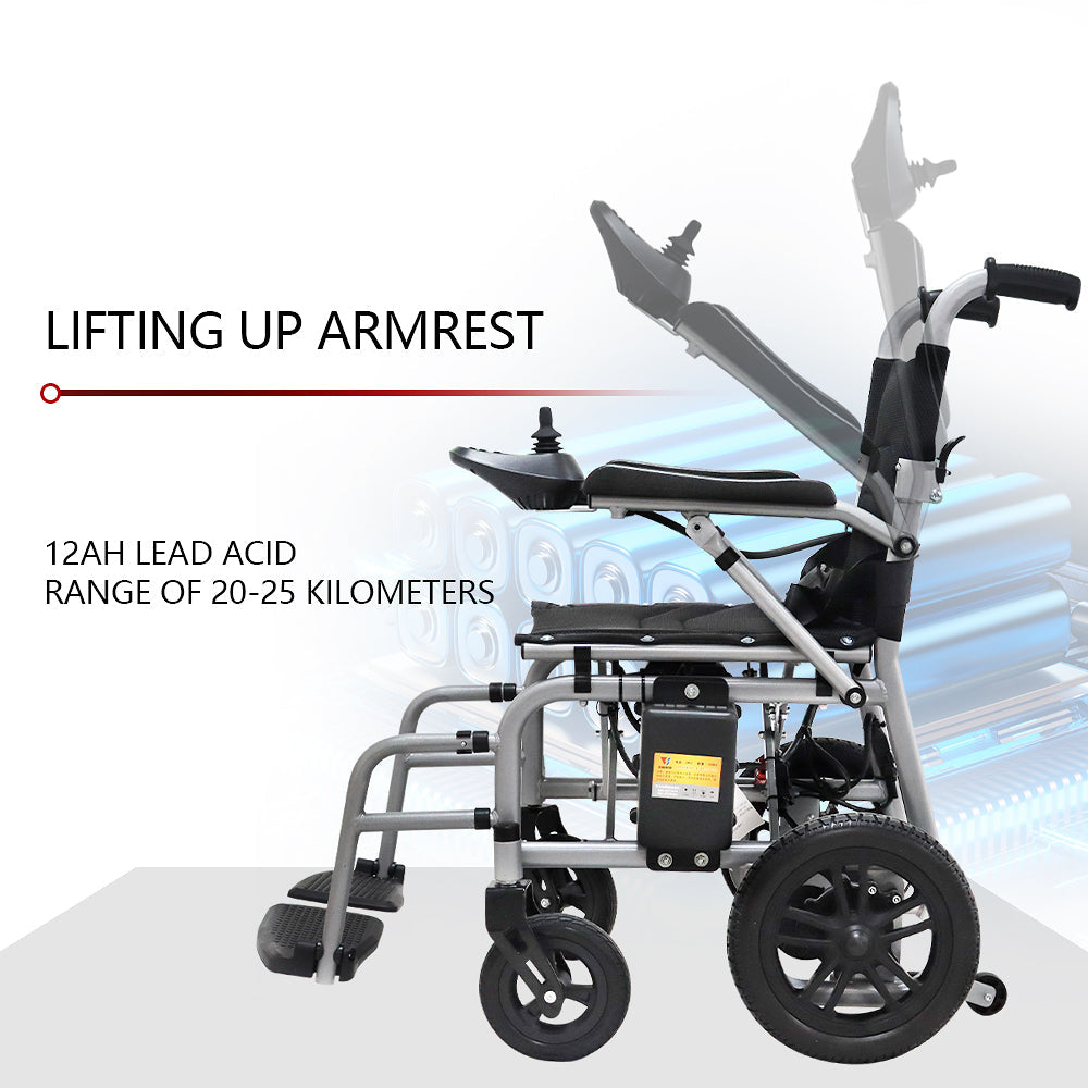 Electric Wheelchair for Adults - 15 Miles Long Travel Range, Lightweight Folding, Motorized Power Chair for Indoor/Outdoor Mobility