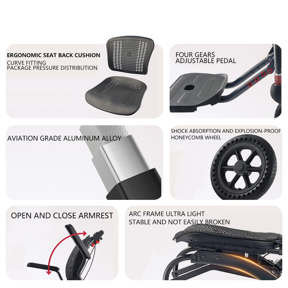 Ultra Lightly Folding Manual Travel Wheelchair for Disabled and Elderly with Telescopic Handle Could Carry on the Plane
