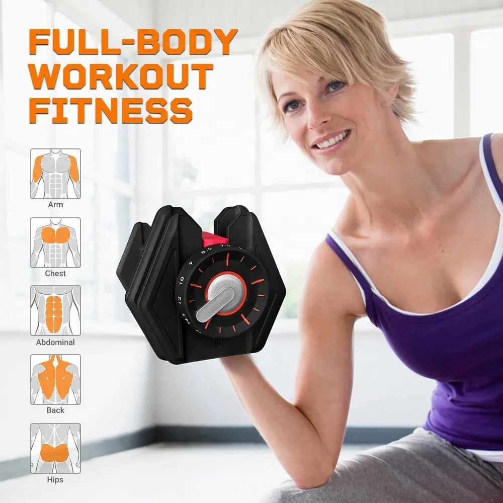 Wholesale Adjustable 22KG Dumbbell(2KG to 22KG),15-in-One Weights Training,Non-Slip Handle Grip,Security Locking,Dumbbell for Home GYM