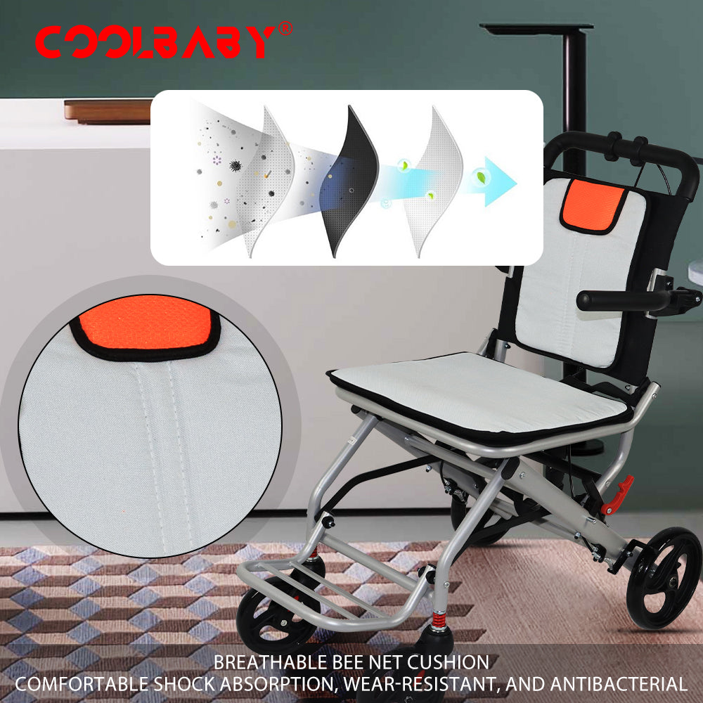 Super Lightweight (Only 19lbs)aluminum wheelchairs for the elderly wheelchairs disabled portable foldable double support frame small hand push scooter