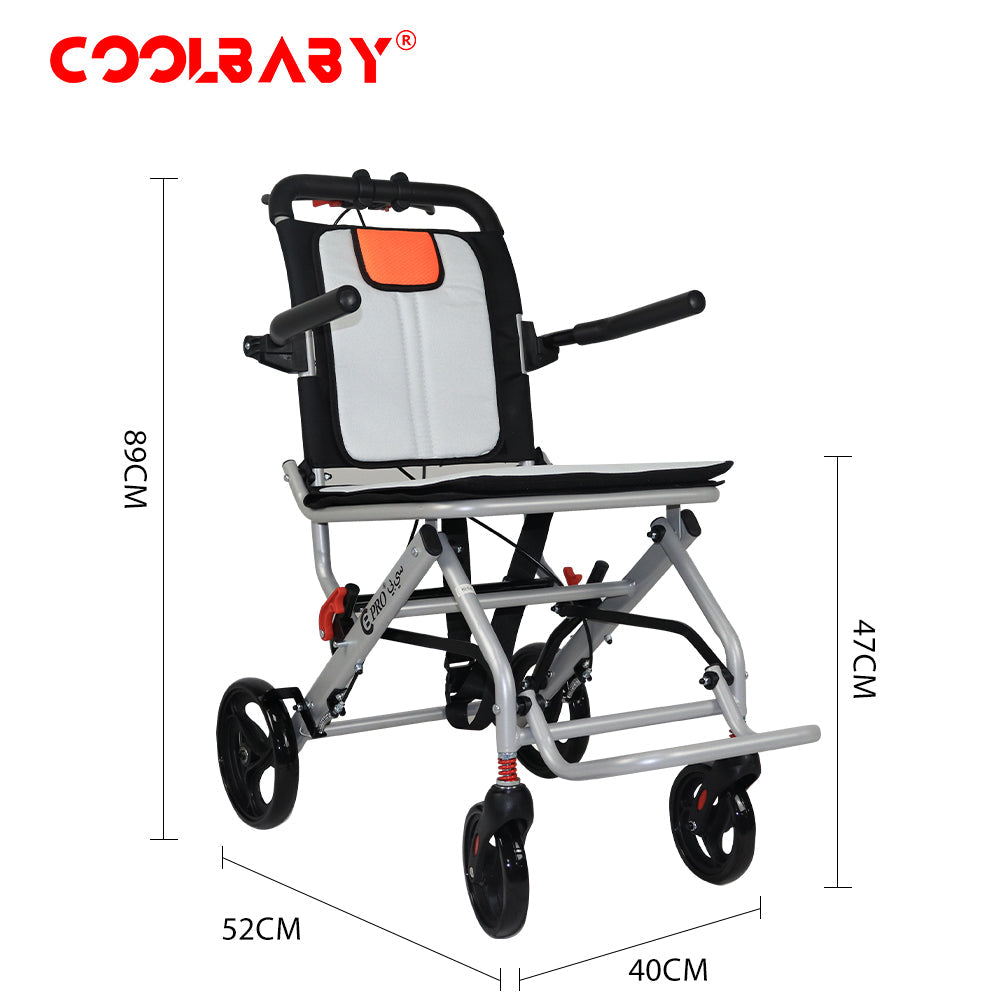 Super Lightweight (Only 19lbs)aluminum wheelchairs for the elderly wheelchairs disabled portable foldable double support frame small hand push scooter
