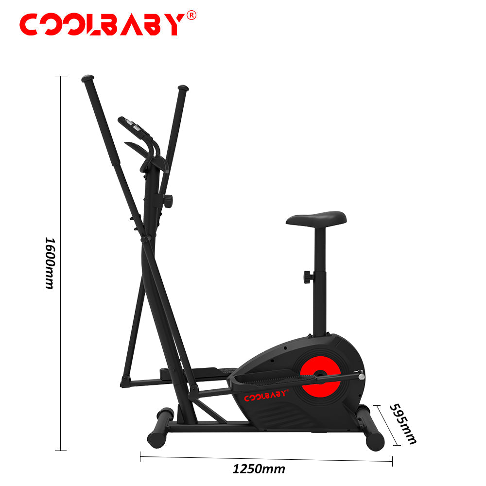 COOLBABY Elliptical Machine,Elliptical Exercise Machine for home with Seat,8 Resistance Levels,Pulse Rate Grips and LCD Monitor,WQSJ-JSC02 - COOLBABY