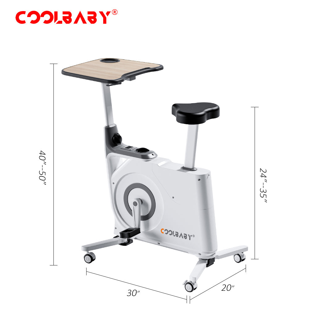 COOLBABY Exercise Bike with Desk,Home Office Fitnessbike,8-Level Magnetic Resistance,Foldable Base,LCD Monitor, Max 120 KG,LZM-JSC04 - COOLBABY