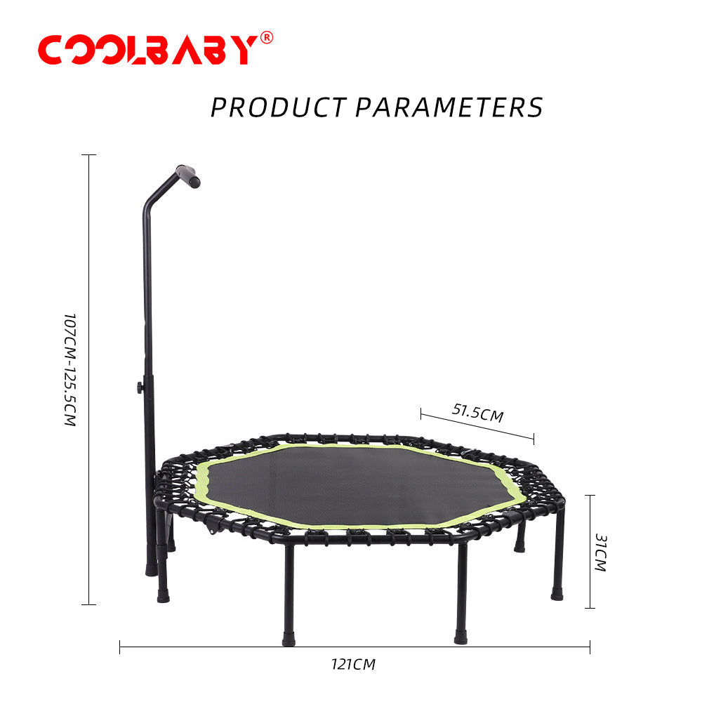Wholesale 51 Inch Quiet Mini Trampoline with Adjustable Handles, Fitness Trampoline, Bungee Jumping, Cardio Trainer for Adults Workout
