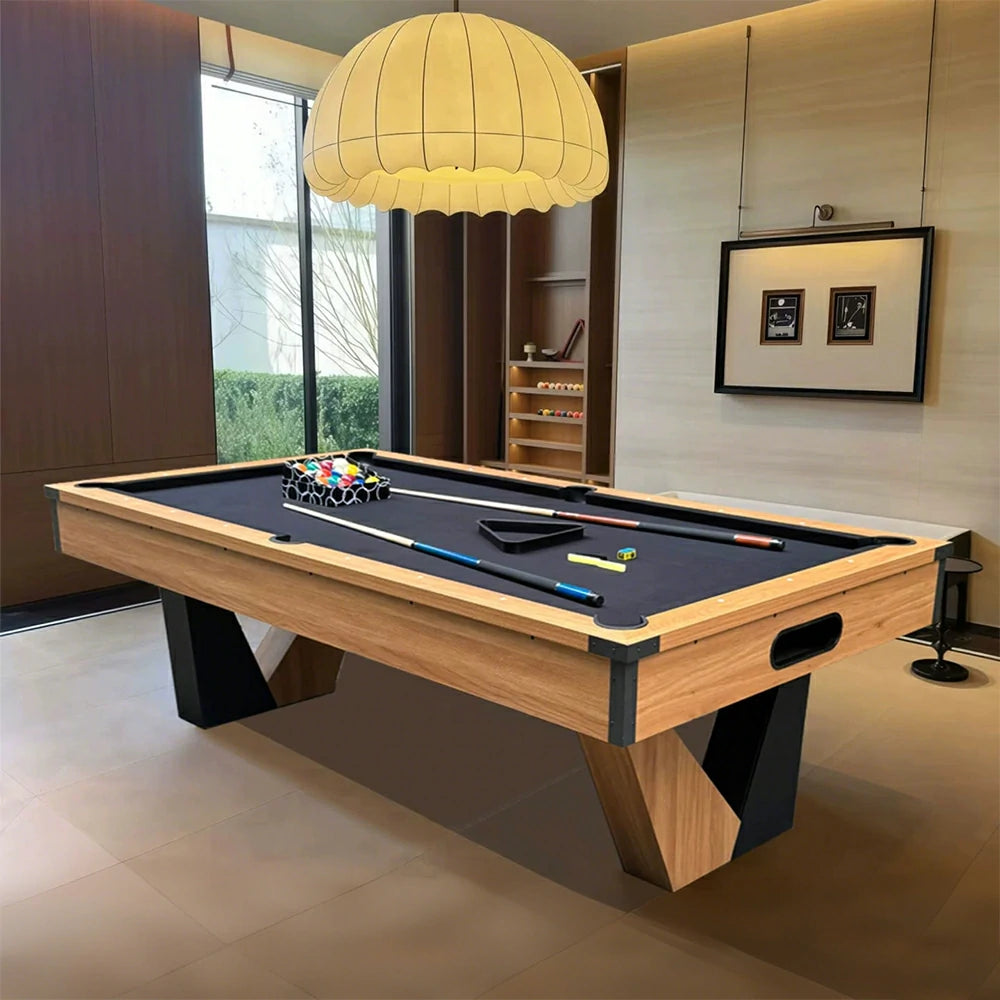 7 FT Pool Table, Billiard/Table Tennis/Dining Table with 2 Cue Sticks, Billiard Balls, Cues, Black Cloth, 84" L x 48" W x 32" H
