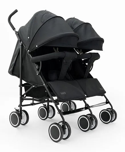 Twin Stroller with UV Canopy, Swivel Wheels, Multi-Recline, 5 Point Harness, 0 to 3 Years, 61 x 82.5 x 105 cm