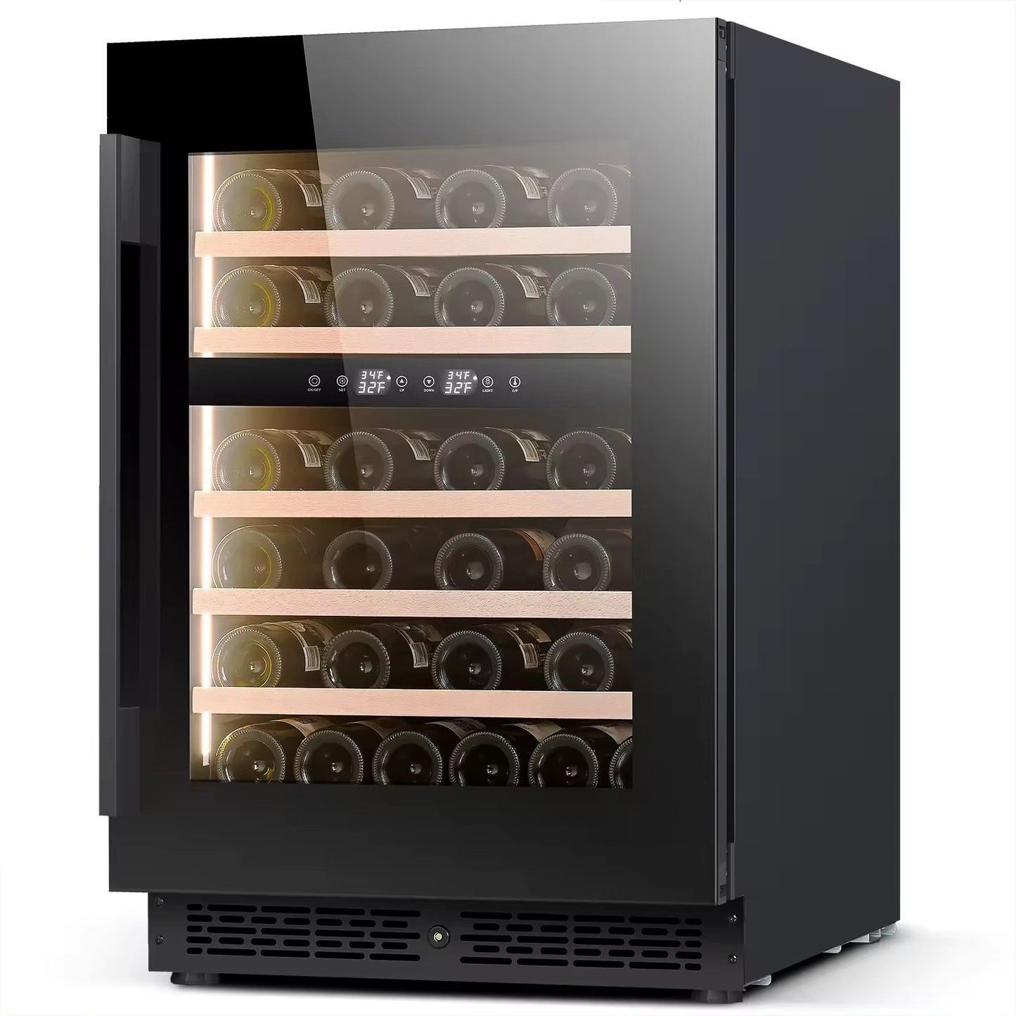 24 Inch Dual Zone Wine Fridge, 41 Bottle Wine Cooler, Right-Hinged