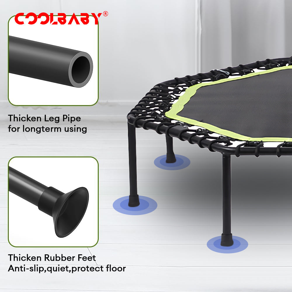 Wholesale 51 Inch Quiet Mini Trampoline with Adjustable Handles, Fitness Trampoline, Bungee Jumping, Cardio Trainer for Adults Workout