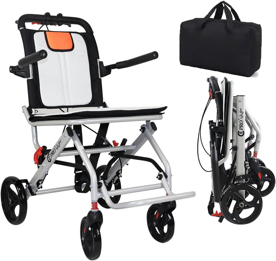 Super Lightweight (Only 19lbs)aluminum wheelchairs for the elderly wheelchairs disabled portable foldable double support frame small hand push scooter