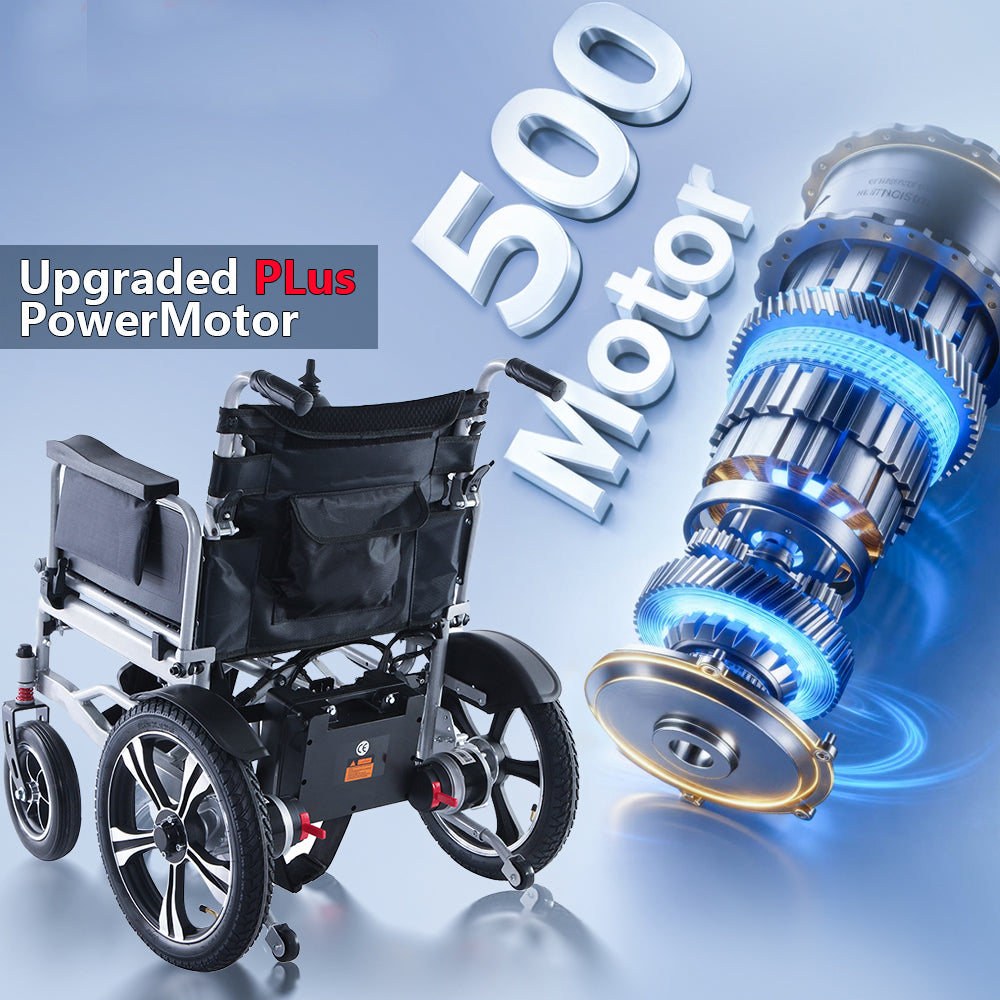 52cm Widen Seat Lightweight Foldable Electric Wheelchair All Terrain Power Wheel Chair for Adults, Seniors, Elderly