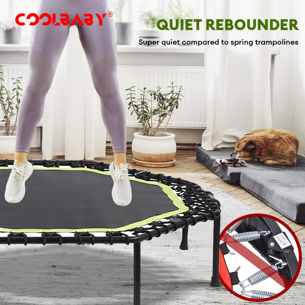 Wholesale 51 Inch Quiet Mini Trampoline with Adjustable Handles, Fitness Trampoline, Bungee Jumping, Cardio Trainer for Adults Workout