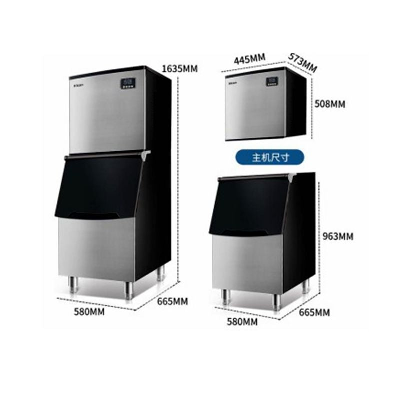 Commercial Ice Maker Machine, 250KG/300KG/350KG(24 hours), Freestanding Stainless Steel Ice Maker, Perfect for Bar/Cafe/Restaurant - COOLBABY