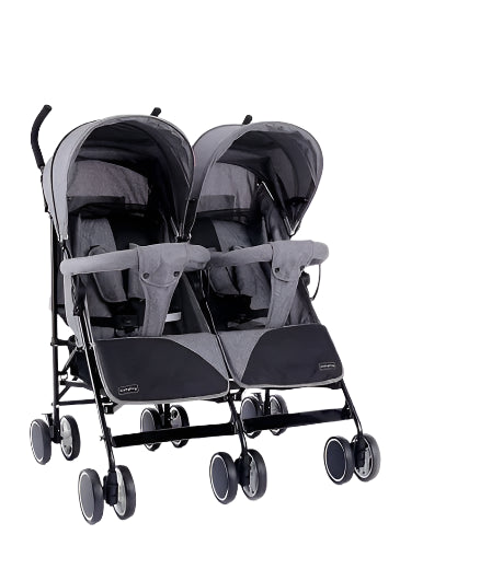 Twin Stroller with UV Canopy, Swivel Wheels, Multi-Recline, 5 Point Harness, 0 to 3 Years, 61 x 82.5 x 105 cm