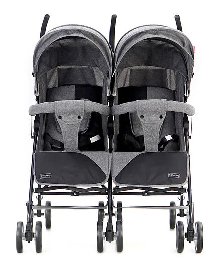 Twin Stroller with UV Canopy, Swivel Wheels, Multi-Recline, 5 Point Harness, 0 to 3 Years, 61 x 82.5 x 105 cm