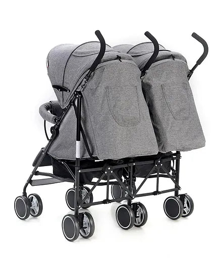 Twin Stroller with UV Canopy, Swivel Wheels, Multi-Recline, 5 Point Harness, 0 to 3 Years, 61 x 82.5 x 105 cm