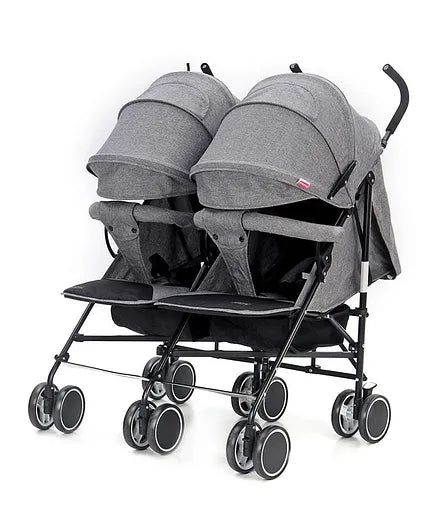 Twin Stroller with UV Canopy, Swivel Wheels, Multi-Recline, 5 Point Harness, 0 to 3 Years, 61 x 82.5 x 105 cm