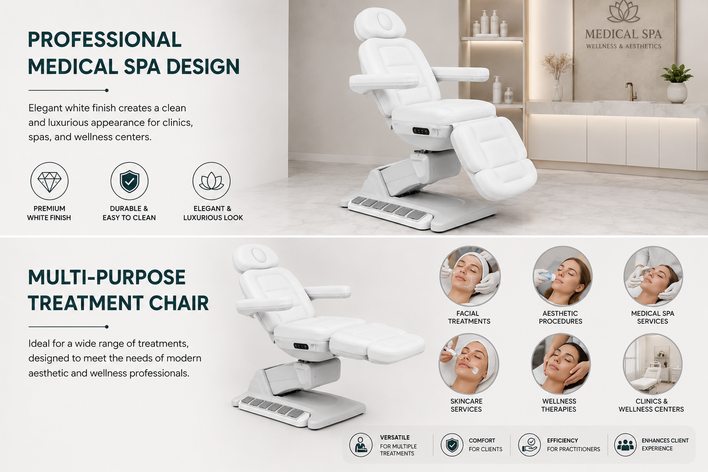 All-Electric Medical Spa Exam Chair – Adjustable Aesthetic Treatment Chair with Remote
