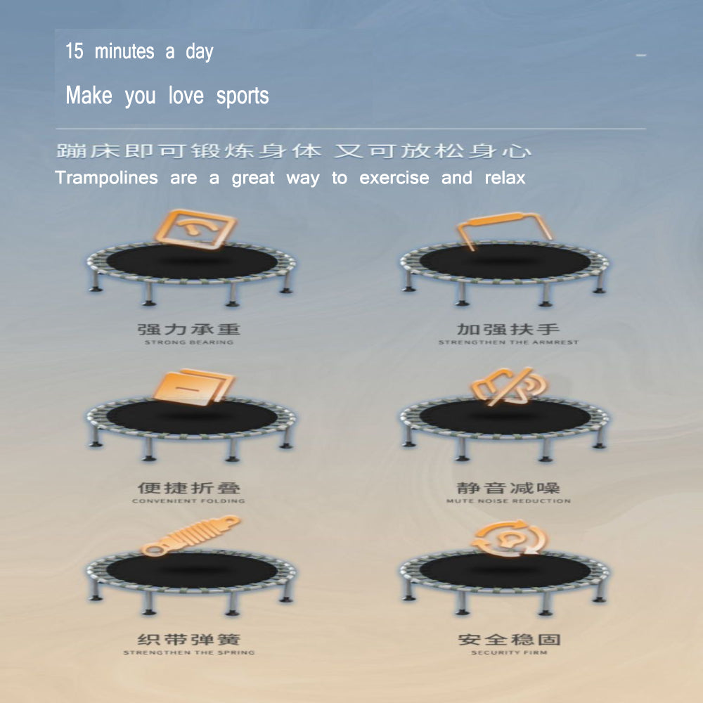 Wholesale Adult Trampoline Mini Fitness Home Exercise Indoor Trampoline Adult Gym Motion Foldable Trampoline Exercise Jump Bed