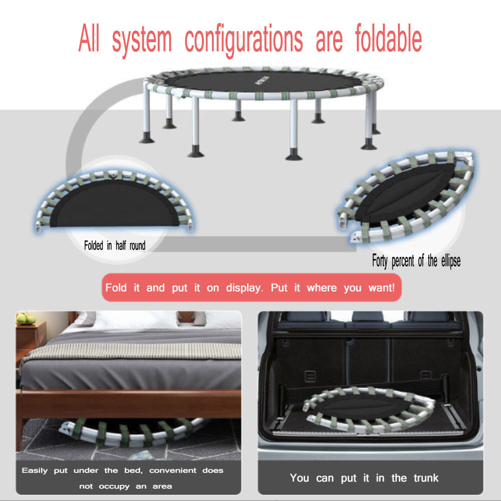 Wholesale Adult Trampoline Mini Fitness Home Exercise Indoor Trampoline Adult Gym Motion Foldable Trampoline Exercise Jump Bed