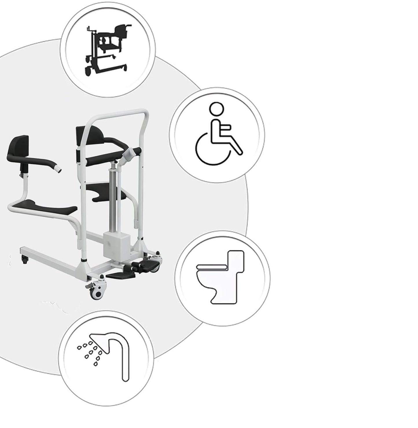 Wholesale Electric Lift Transfer Chair - 180° Split Seat, Shower & Commode Chair for Elderly, 150KG Capacity