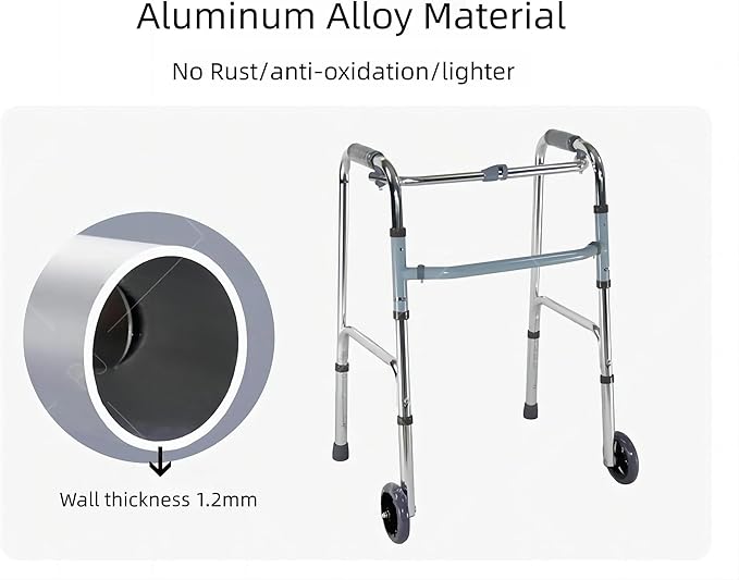 Wholesale Lightweight Folding Walker with 5-Inch Wheels and Adjustable Height, Supports Up to 136kg