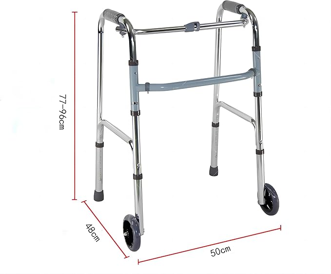 Wholesale Lightweight Folding Walker with 5-Inch Wheels and Adjustable Height, Supports Up to 136kg