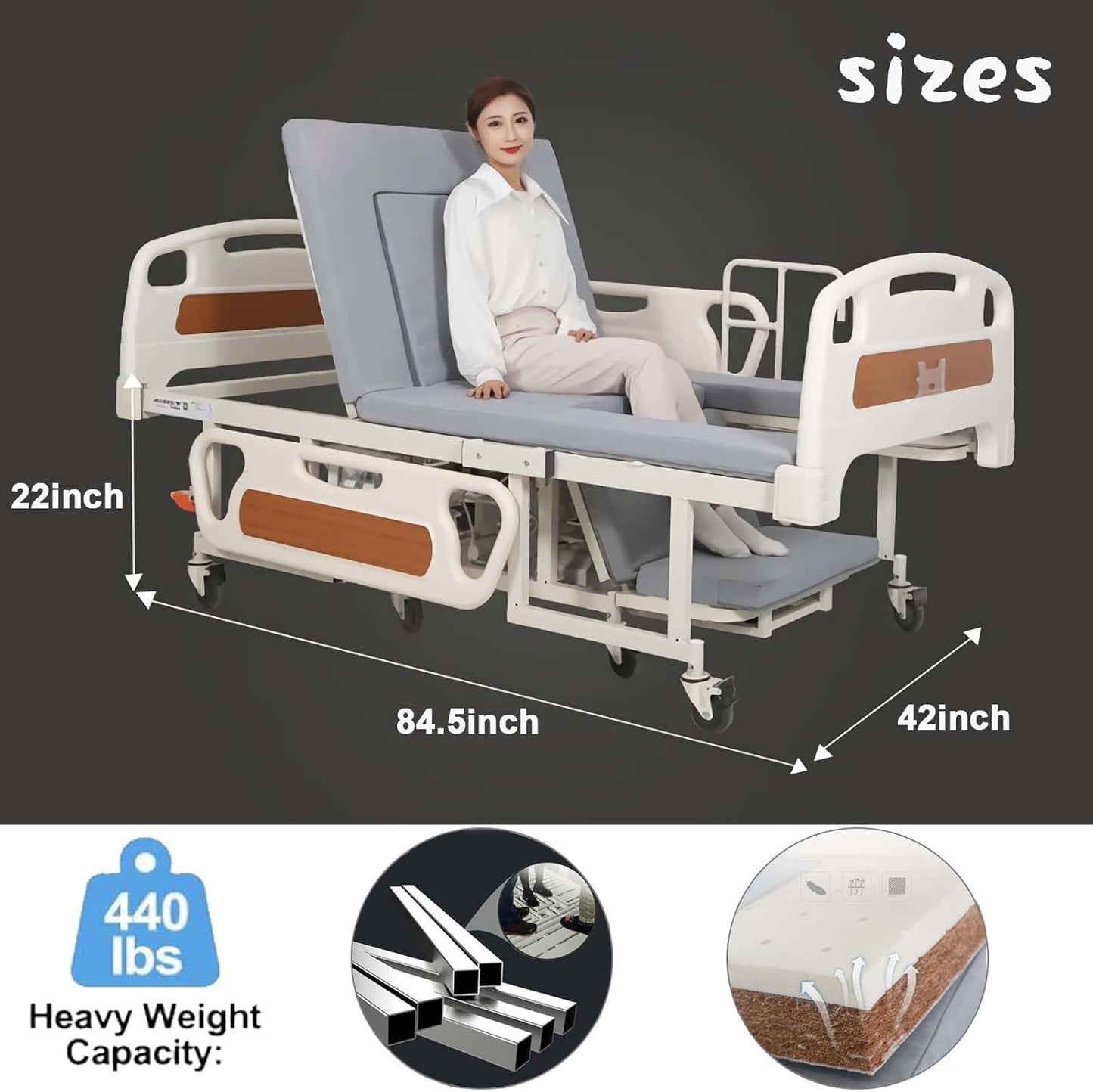 Hospital Bed Multifunction Patient Bed With Toilet and Wheelchair