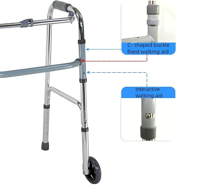 Wholesale Lightweight Folding Walker with 5-Inch Wheels and Adjustable Height, Supports Up to 136kg