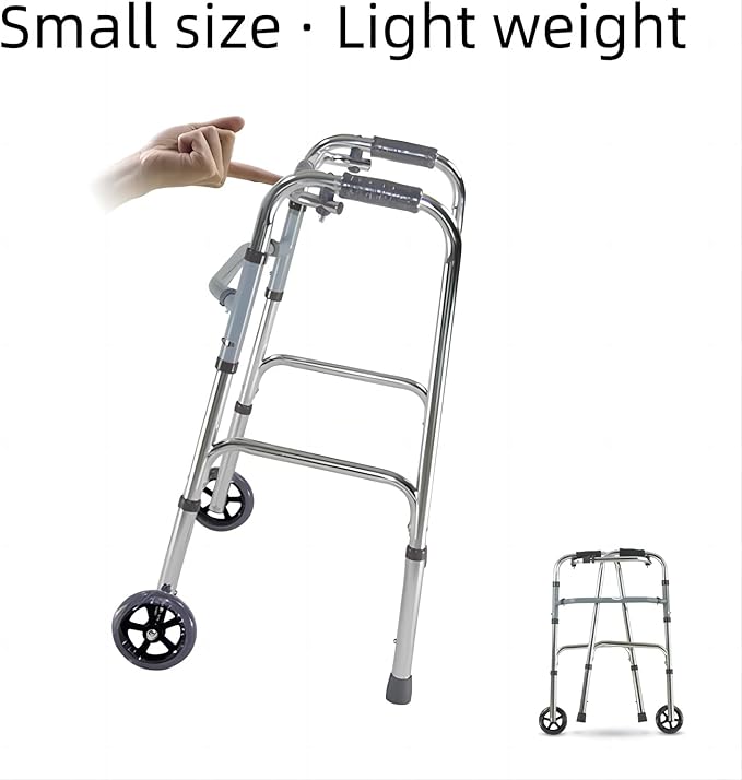 Wholesale Lightweight Folding Walker with 5-Inch Wheels and Adjustable Height, Supports Up to 136kg