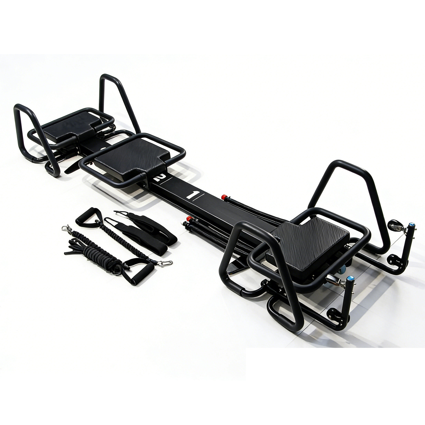 Black Aluminum Pilates Reformer Machine for Fitness Clubs Studio Use and Home Training