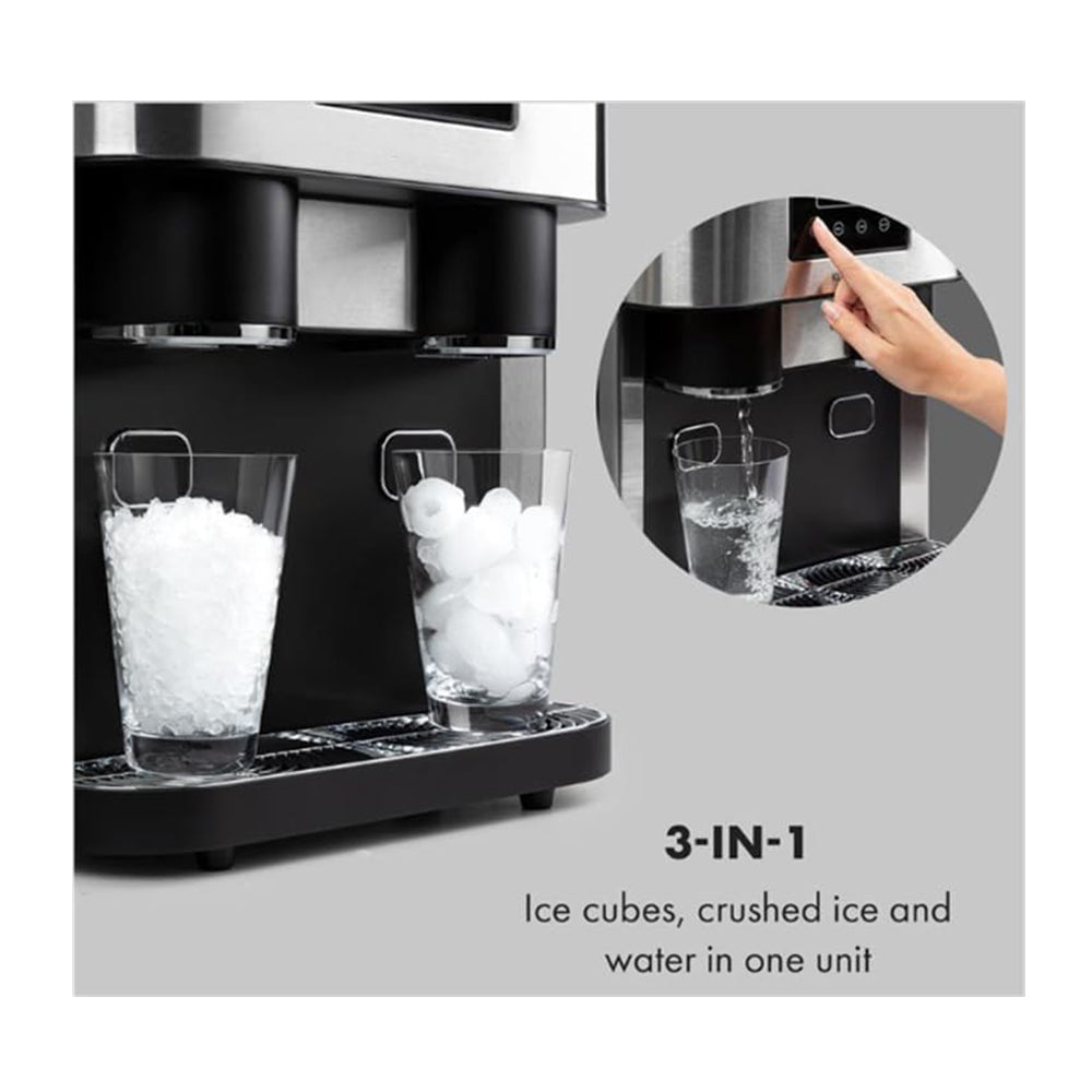 3-in-1 Ice Maker with Crusher & Water Dispenser – 15kg/Day Bullet Ice Machine