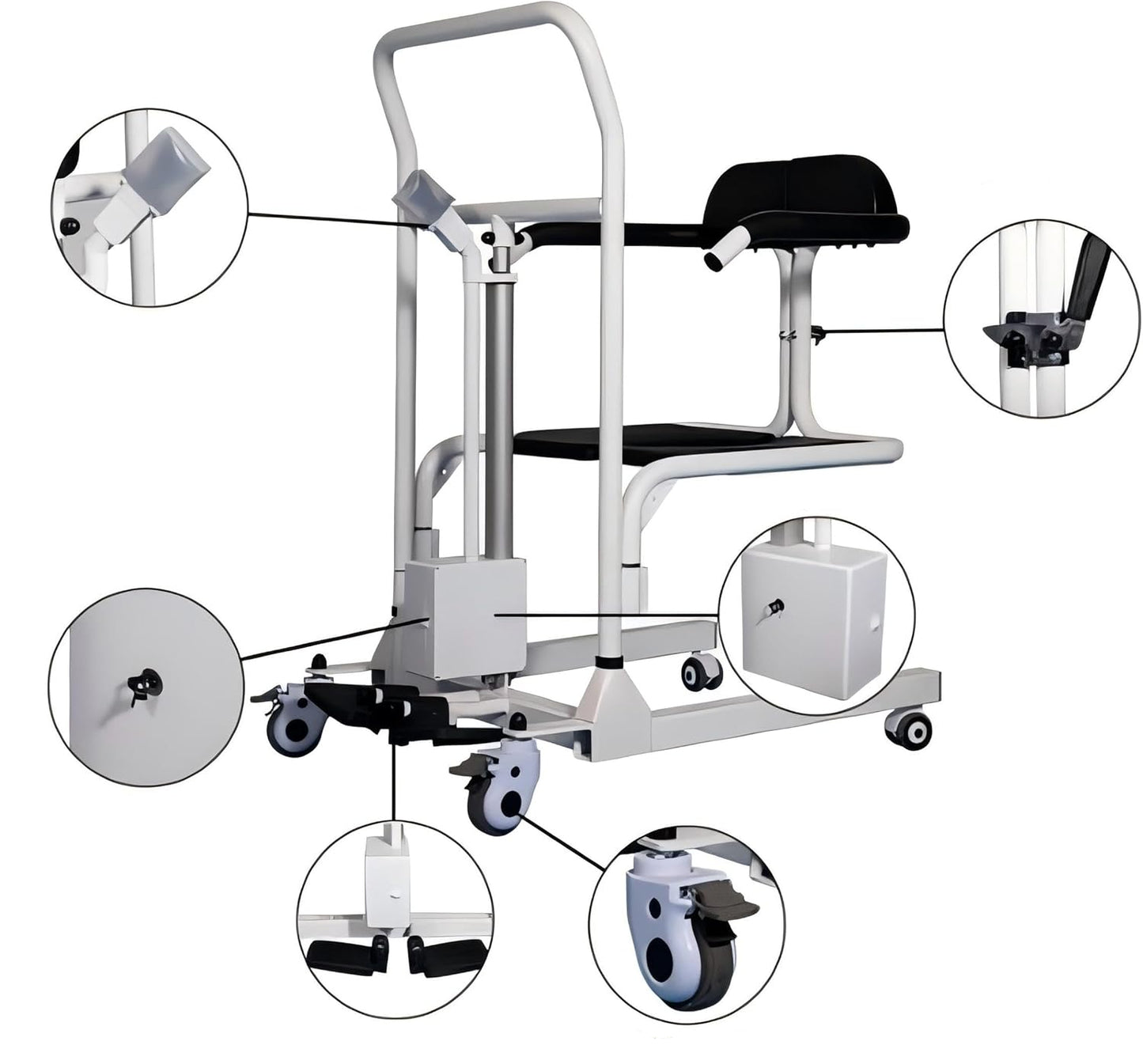 Wholesale Electric Lift Transfer Chair - 180° Split Seat, Shower & Commode Chair for Elderly, 150KG Capacity