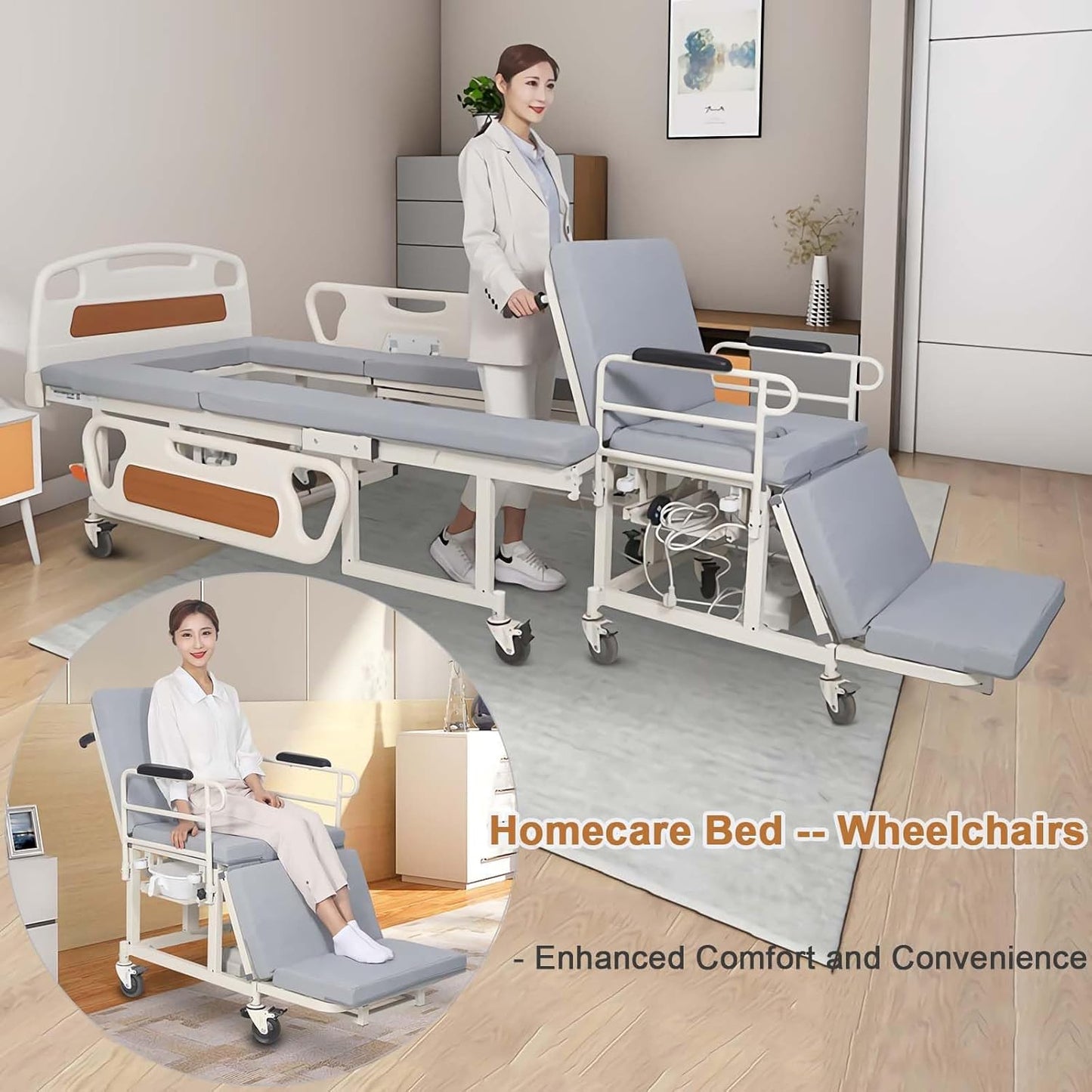 Hospital Bed Multifunction Patient Bed With Toilet and Wheelchair