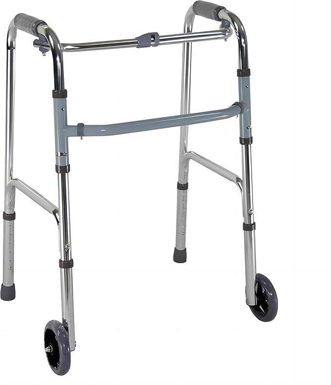 Wholesale Lightweight Folding Walker with 5-Inch Wheels and Adjustable Height, Supports Up to 136kg