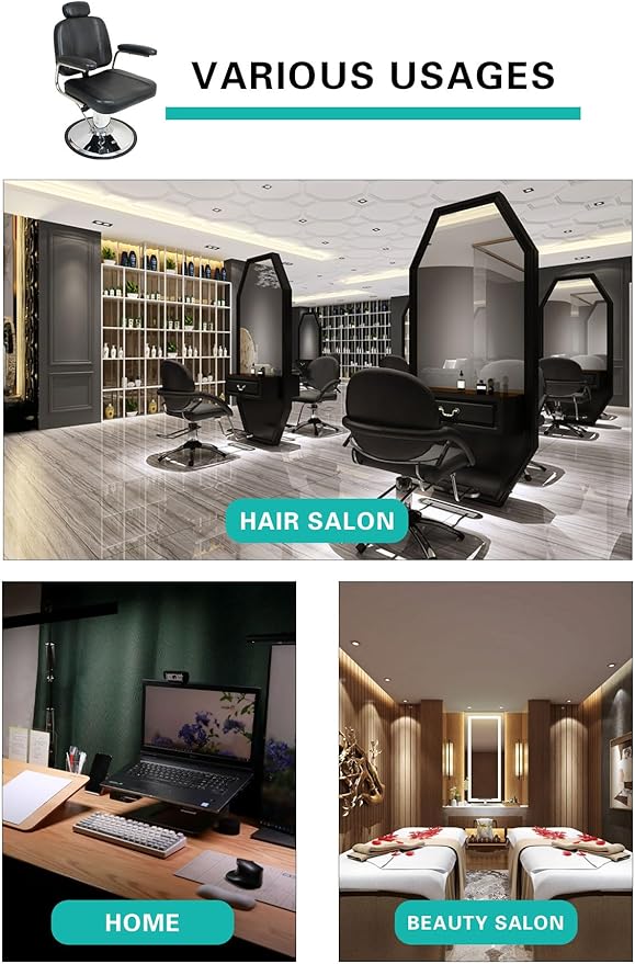 Vintage Salon Chair - 360 Degrees Hydraulic Rolling Barber Chair - Black