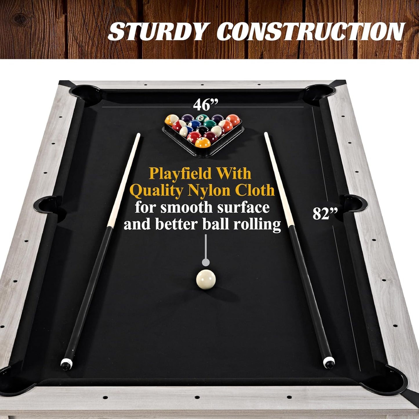 7FT Drop Pocket Billiard Pool Table 3-in-1 Dining Top & Table Tennis with Game Accessories