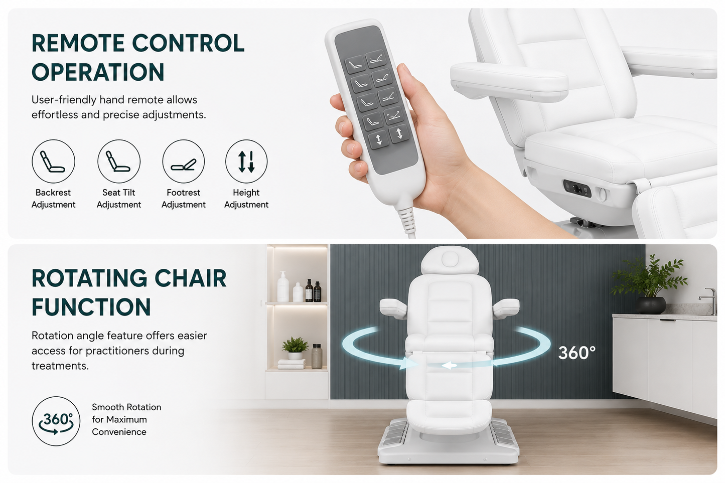 All-Electric Medical Spa Exam Chair – Adjustable Aesthetic Treatment Chair with Remote
