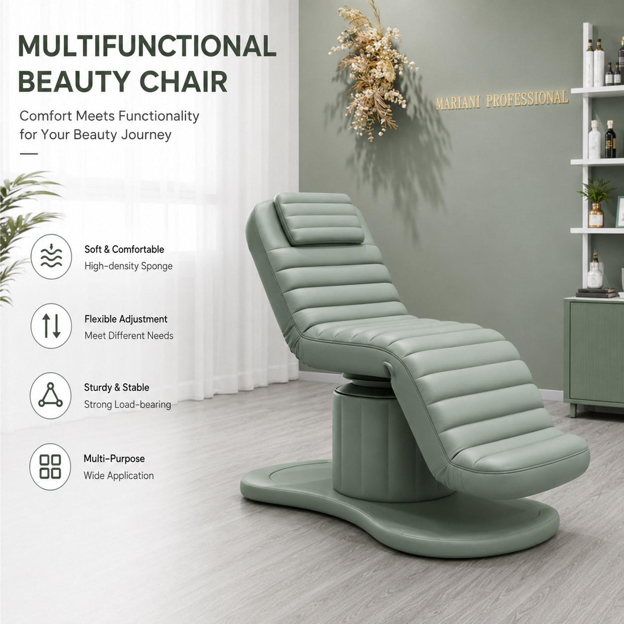 Facial Massage Electric Spa Bed, 3 Motor Beauty Bed for Clinics and Spa