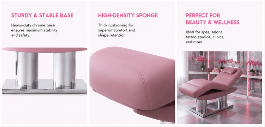 Electric Pink Massage & Treatment Bed – Adjustable Spa Bed with Cushion