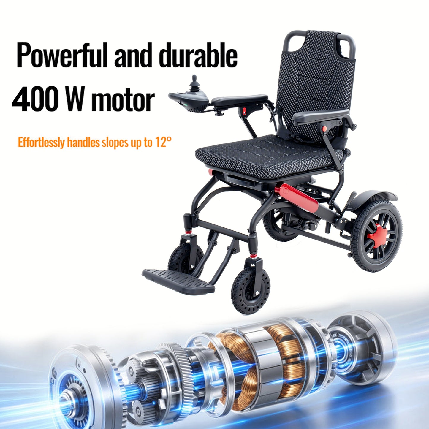 Ultra light Folding Electric Wheelchair With Joystick Control Airline Approval