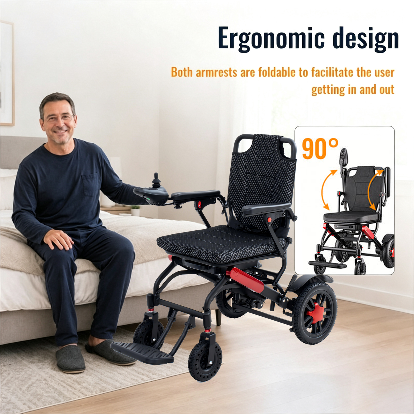 Ultra light Folding Electric Wheelchair With Joystick Control Airline Approval