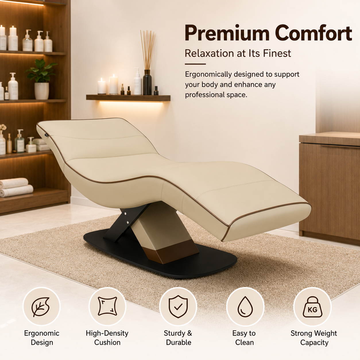 Salon Spa Professional Facial Massage Bed – Beige Color