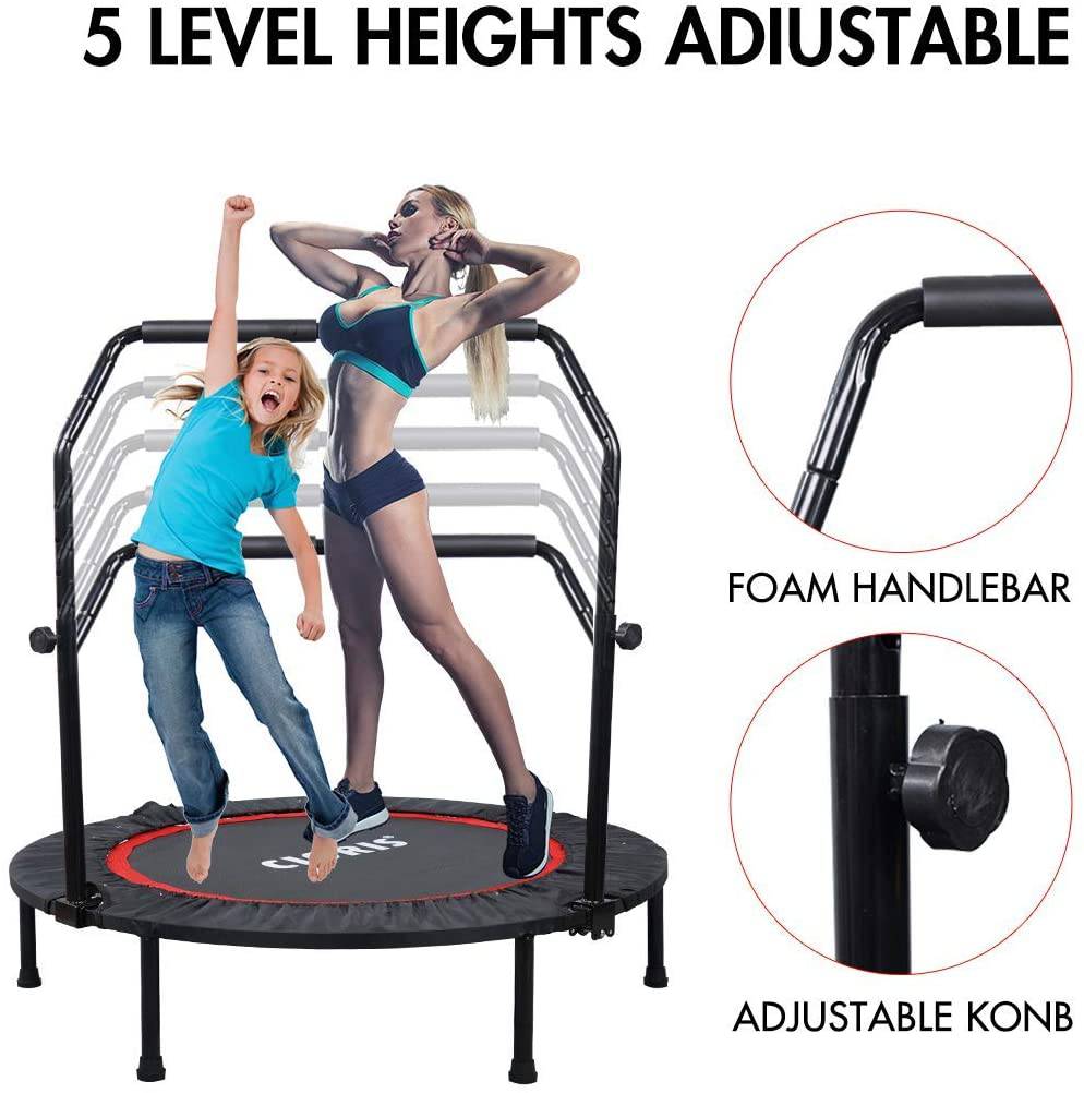 COOLBABY 40BC-FS Adult Trampoline Mini Fitness Home Exercise Indoor Gym Motion Foldable To Lose Weight Jump Bed (40'InclUDe Handle) - COOL BABY