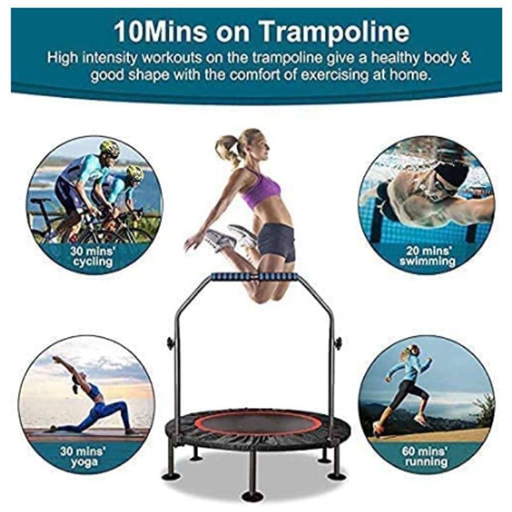 COOLBABY 40BC-FS Adult Trampoline Mini Fitness Home Exercise Indoor Gym Motion Foldable To Lose Weight Jump Bed (40'InclUDe Handle) - COOL BABY
