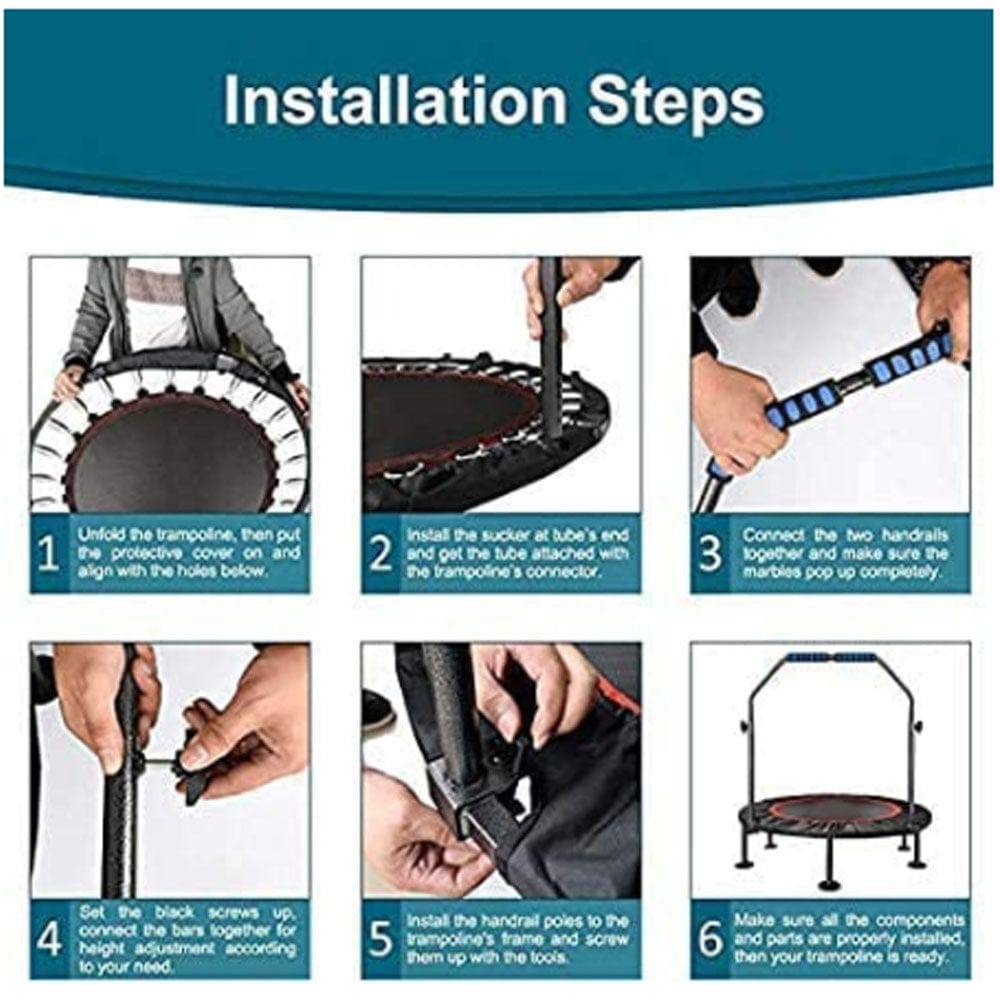 COOLBABY 40BC-FS Adult Trampoline Mini Fitness Home Exercise Indoor Gym Motion Foldable To Lose Weight Jump Bed (40'InclUDe Handle) - COOL BABY